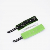 Черно-зеленые кожаные наручники с зеленой строчкой - Crazy Handmade - купить с доставкой в Тольятти