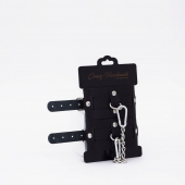 Черные кожаные оковы с хромированной фурнитурой - Crazy Handmade - купить с доставкой в Тольятти