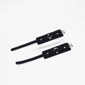 Черные кожаные оковы с хромированной фурнитурой - Crazy Handmade - купить с доставкой в Тольятти