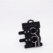 Черные кожаные оковы с кольцом - Crazy Handmade - купить с доставкой в Тольятти