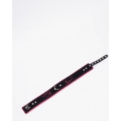 Черно-розовый кожаный ошейник с розовой строчкой - Crazy Handmade - купить с доставкой в Тольятти