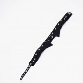 Черный однослойный кожаный ошейник с имитацией воротничка - Crazy Handmade - купить с доставкой в Тольятти