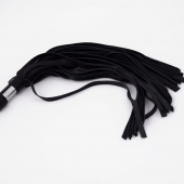 Черный кожаный флоггер со стальной ручкой - 45 см. - Crazy Handmade - купить с доставкой в Тольятти