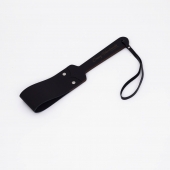 Черный кожаный паддл с деревянной ручкой - 34 см. - Crazy Handmade - купить с доставкой в Тольятти