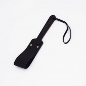 Черный кожаный паддл с деревянной ручкой - 34 см. - Crazy Handmade - купить с доставкой в Тольятти