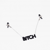 Зажимы на соски с кожаной подвеской Bitch - Crazy Handmade - купить с доставкой в Тольятти