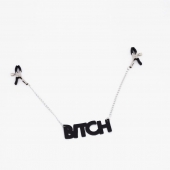 Зажимы на соски с кожаной подвеской Bitch - Crazy Handmade - купить с доставкой в Тольятти