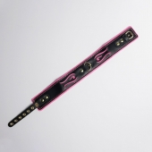 Черно-розовый ошейник с золотистой фурнитурой - Crazy Handmade - купить с доставкой в Тольятти