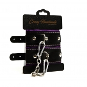 Черно-фиолетовые скругленные наручники с мягкой подкладкой - Crazy Handmade - купить с доставкой в Тольятти