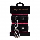 Черно-розовые скругленные наручники с мягкой подкладкой - Crazy Handmade - купить с доставкой в Тольятти