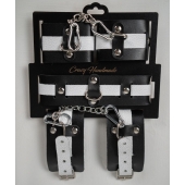 Набор фиксаторов из черной и белой натуральной кожи - Crazy Handmade - купить с доставкой в Тольятти