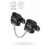 Черные наручники из толстой натуральной кожи с люверсами - Pecado - купить с доставкой в Тольятти