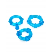 Набор из 3 синих эрекционных колец с различным рельефом - Erowoman-Eroman - в Тольятти купить с доставкой