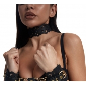 Черный ажурный чокер с золотистой фурнитурой - Crazy Handmade - купить с доставкой в Тольятти