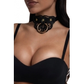 Черный чокер с клепками и золотистой фурнитурой - Crazy Handmade - купить с доставкой в Тольятти