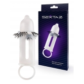 Эластичная насадка на пенис с подхватом мошонки и стимулирующими «ресничками» - Sextaz - в Тольятти купить с доставкой