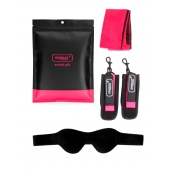 Черно-розовый эротический набор: маска, наручники и повязка - Erokay - купить с доставкой в Тольятти
