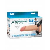 Телесный пустотелый фаллопротез 5’’ Hollow Silicone Strap-On - 14 см. - Pipedream - купить с доставкой в Тольятти