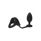 Черное эрекционное кольцо с анальной пробкой Cockstrap With Anal Plug - Dream Toys - в Тольятти купить с доставкой