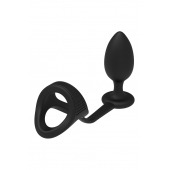 Черное эрекционное кольцо с анальной пробкой Cockstrap With Anal Plug - Dream Toys - в Тольятти купить с доставкой