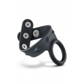Черное эрекционное кольцо с подхватом мошонки на кнопках VS6 - Blush Novelties - в Тольятти купить с доставкой