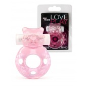 Розовое эрекционное виброкольцо в форме мишки - 1137 - в Тольятти купить с доставкой