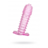 Гелевая розовая насадка с шипами - 12 см. - Toyfa Basic - в Тольятти купить с доставкой