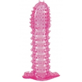 Гелевая розовая насадка с шипами - 12 см. - Toyfa Basic - в Тольятти купить с доставкой