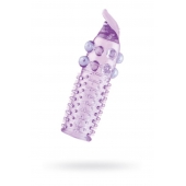 Гелевая фиолетовая насадка с шариками, шипами и усиком - 11 см. - Toyfa Basic - в Тольятти купить с доставкой
