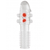 Гелевая прозрачная насадка с шариками и шипами - 14 см. - Toyfa Basic - в Тольятти купить с доставкой