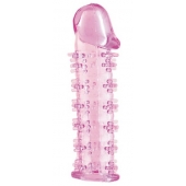 Гелевая розовая насадка на фаллос с шипами - 12 см. - Toyfa Basic - в Тольятти купить с доставкой