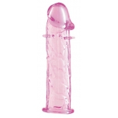 Гладкая розовая насадка с усиками под головкой - 12,5 см. - Toyfa Basic - в Тольятти купить с доставкой