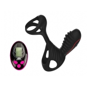 Чёрная насадка на фаллос Gladiator + LRS  с трехкнопочным пультом управления - Adrien Lastic - в Тольятти купить с доставкой