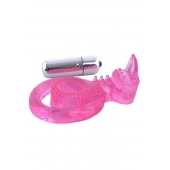 Розовая вибронасадка со стимулятор клитора   Язычок - Toyfa Basic - в Тольятти купить с доставкой