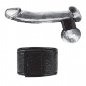 Чёрная утяжка на мошонку 1  Velcro Ball Stretcher - BlueLine - купить с доставкой в Тольятти