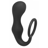 Чёрное эрекционное кольцо с анальной пробкой Double Pleasure Anal Plug - Lola Games - в Тольятти купить с доставкой