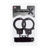 Чёрные наручники из листового металла в комплекте с веревкой BONDX METAL CUFFS LOVE ROPE SET - Dream Toys - купить с доставкой в Тольятти