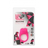Розовое эрекционное кольцо с щеточкой LIT-UP SILICONE STIMU RING 5 - Dream Toys - в Тольятти купить с доставкой