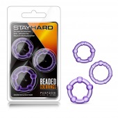 Набор из 3 фиолетовых эрекционных колец Stay Hard Beaded Cockrings - Blush Novelties - в Тольятти купить с доставкой