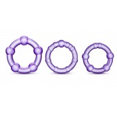Набор из 3 фиолетовых эрекционных колец Stay Hard Beaded Cockrings - Blush Novelties - в Тольятти купить с доставкой