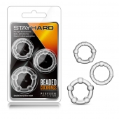 Набор из 3 прозрачных эрекционных колец Stay Hard Beaded Cockrings - Blush Novelties - в Тольятти купить с доставкой