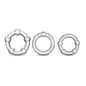 Набор из 3 прозрачных эрекционных колец Stay Hard Beaded Cockrings - Blush Novelties - в Тольятти купить с доставкой