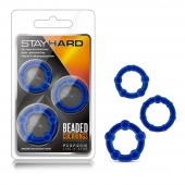 Набор из 3 синих эрекционных колец Stay Hard Beaded Cockrings - Blush Novelties - в Тольятти купить с доставкой
