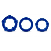 Набор из 3 синих эрекционных колец Stay Hard Beaded Cockrings - Blush Novelties - в Тольятти купить с доставкой