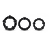 Набор из 3 чёрных эрекционных колец Stay Hard Beaded Cockrings - Blush Novelties - в Тольятти купить с доставкой