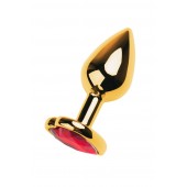 Золотистая анальная пробка с кристаллом-сердцем - 7,5 см. - ToyFa - купить с доставкой в Тольятти