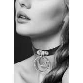 Черный чокер с двумя кольцами - Bijoux Pour Toi - купить с доставкой в Тольятти