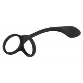 Эрекционное кольцо с утяжкой на мошонку и анальным плаг Black Velvets - Orion - в Тольятти купить с доставкой