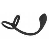 Эрекционное кольцо с утяжкой на мошонку и анальным плаг Black Velvets - Orion - в Тольятти купить с доставкой