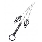 Черно-серебристые зажимы для сосков с кольцом для пениса TOYFA Metal - ToyFa - купить с доставкой в Тольятти